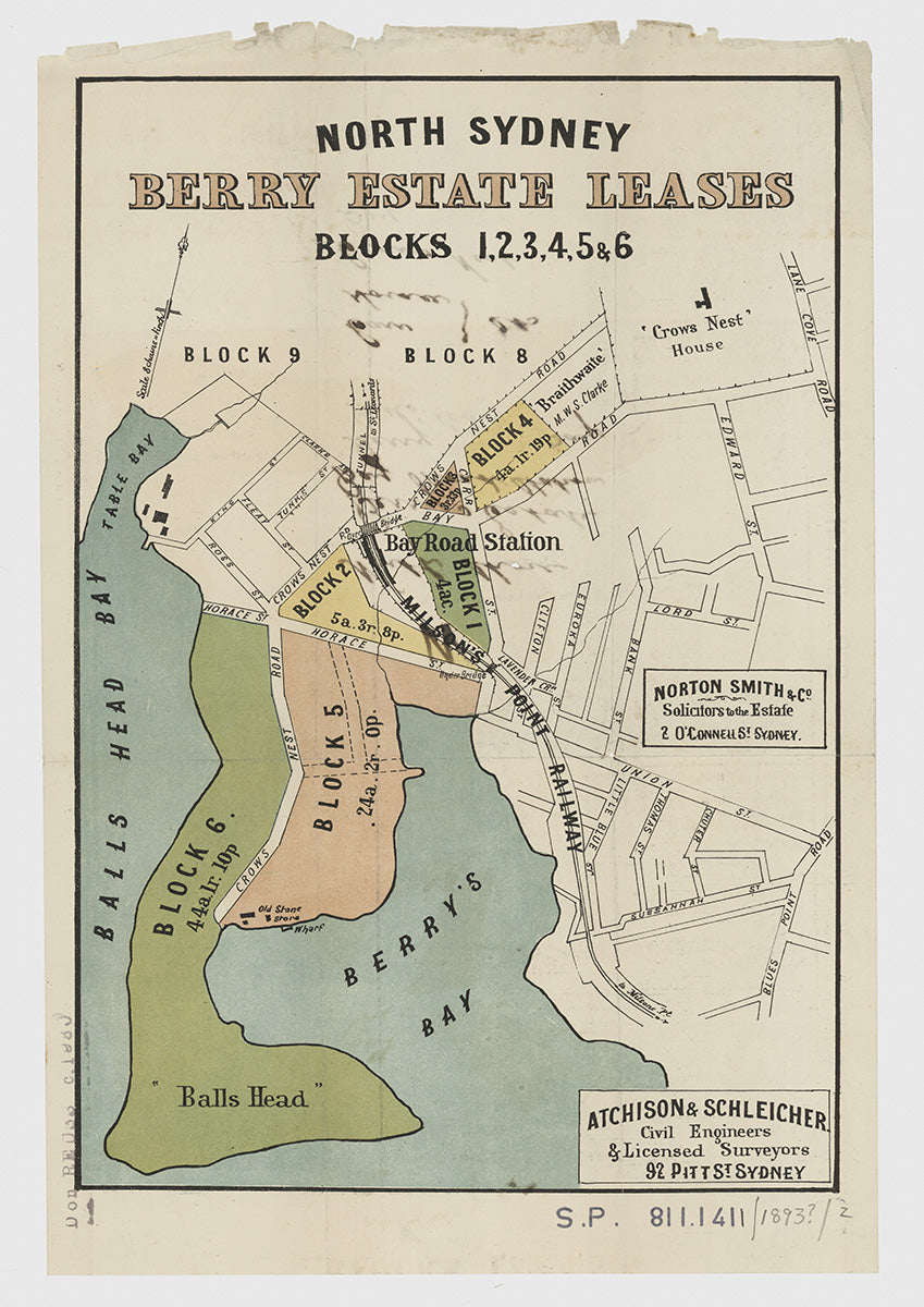 Crows Nest Rd, Horace St, Carr St, King St, Ross St, Fleay St, Clarke St, Edward St, Clifton St, Euroka St, Bank St, Little Blue St, Union St, Thomas St, Chuter St, Sussanah St, Blues Point Rd, Lord St, Lane Cove Rd, Bay Rd, Tunks St, Lavender Cres, Waverton NSW 1893