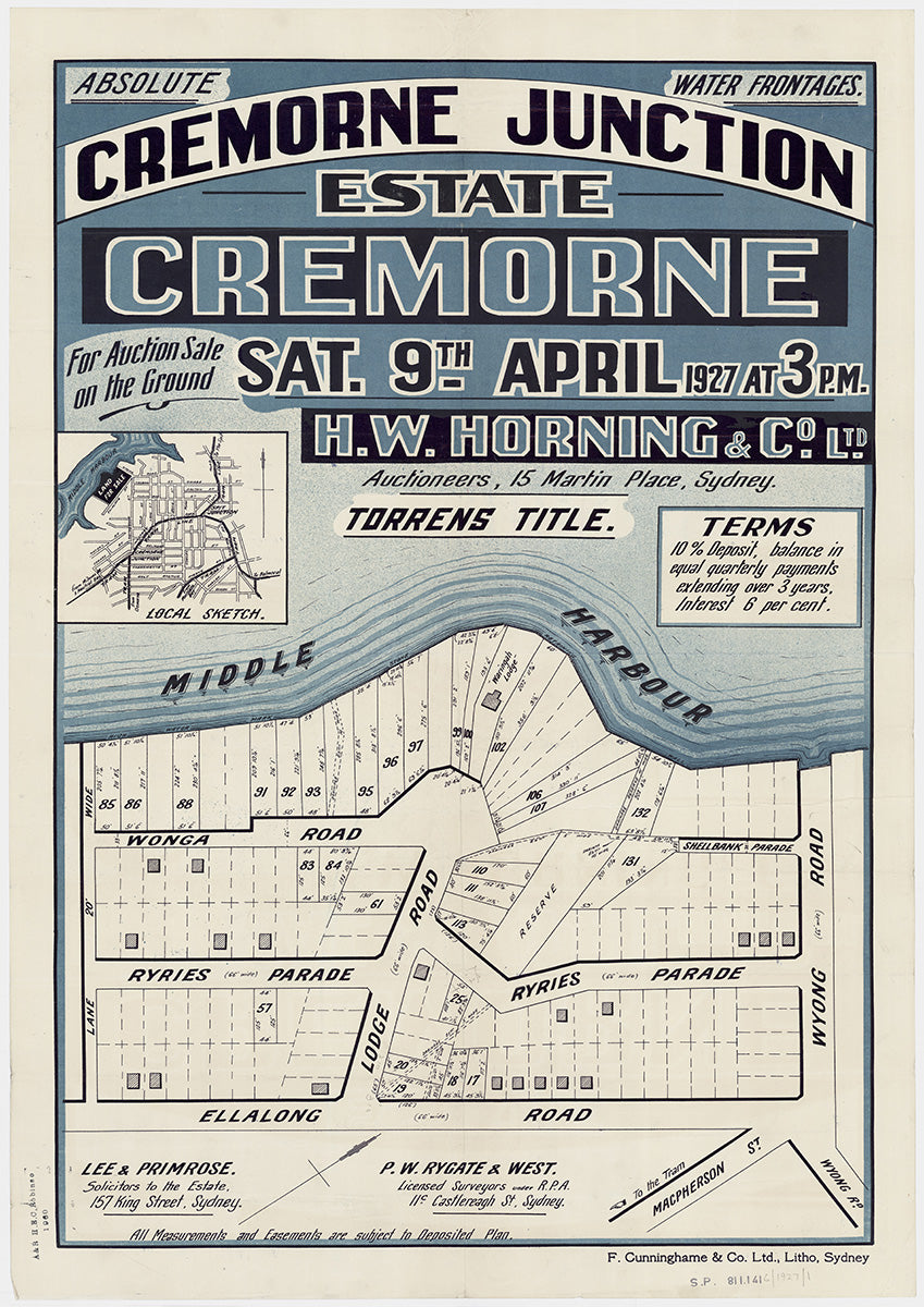 Wonga Rd, Ryries Pde, Ellalong Rd, Lodge Rd, Ryries Pde, Wyong Rd, Macpherson St, Shellbank Pde, Cremorne NSW 1927