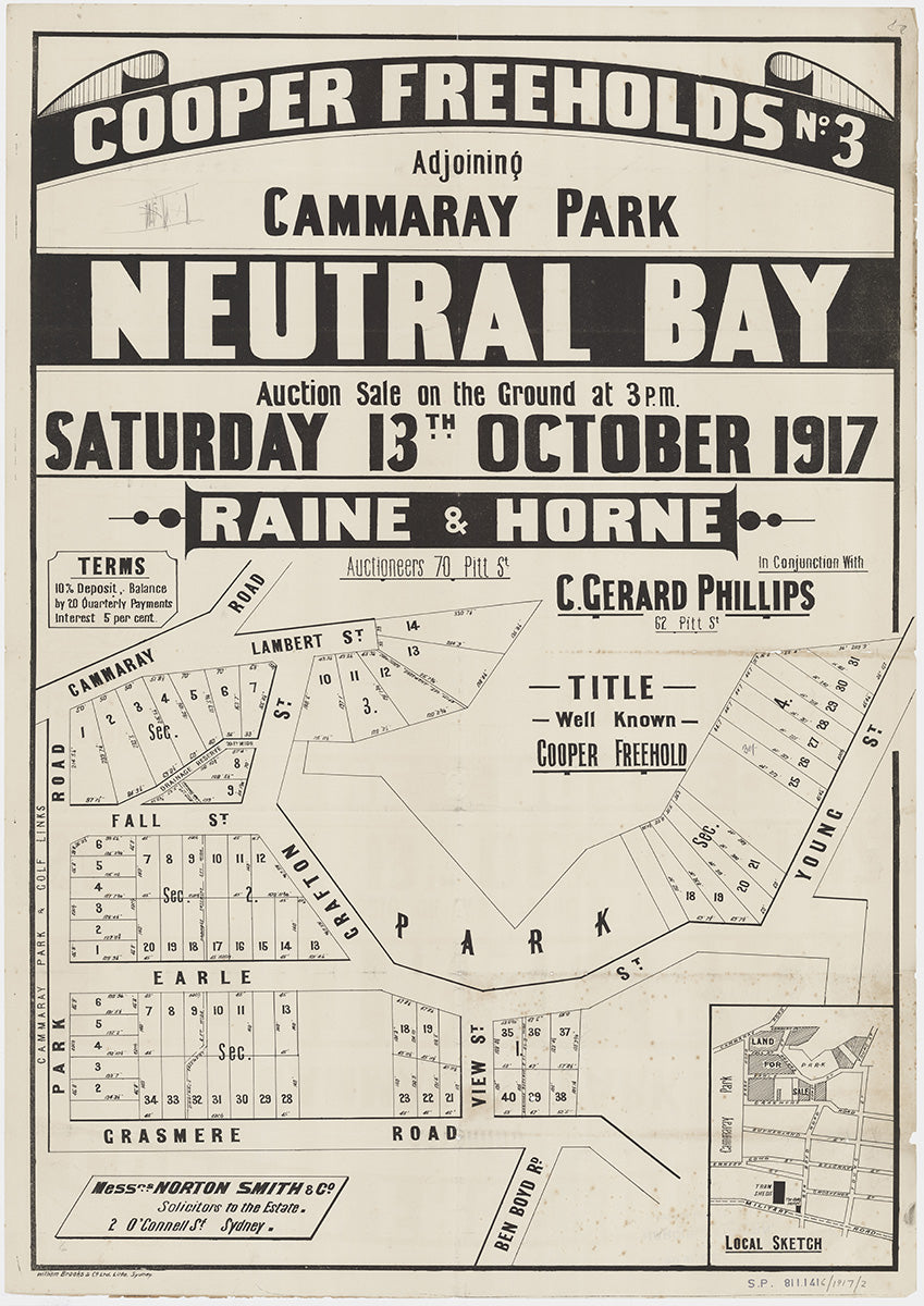 Cammeray Rd, Park Rd, Grasmere Rd, Earle St, Falls St, Grafton St, Lambert St, Young St, Park Ave, Fall St, Ben Boyd Rd, Cremorne NSW 1917