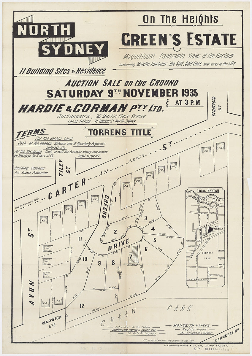 Carter St, Avon St, Tiley St, Greens Drive, Stratford St, Warwick Ave, Cammeray NSW 1935