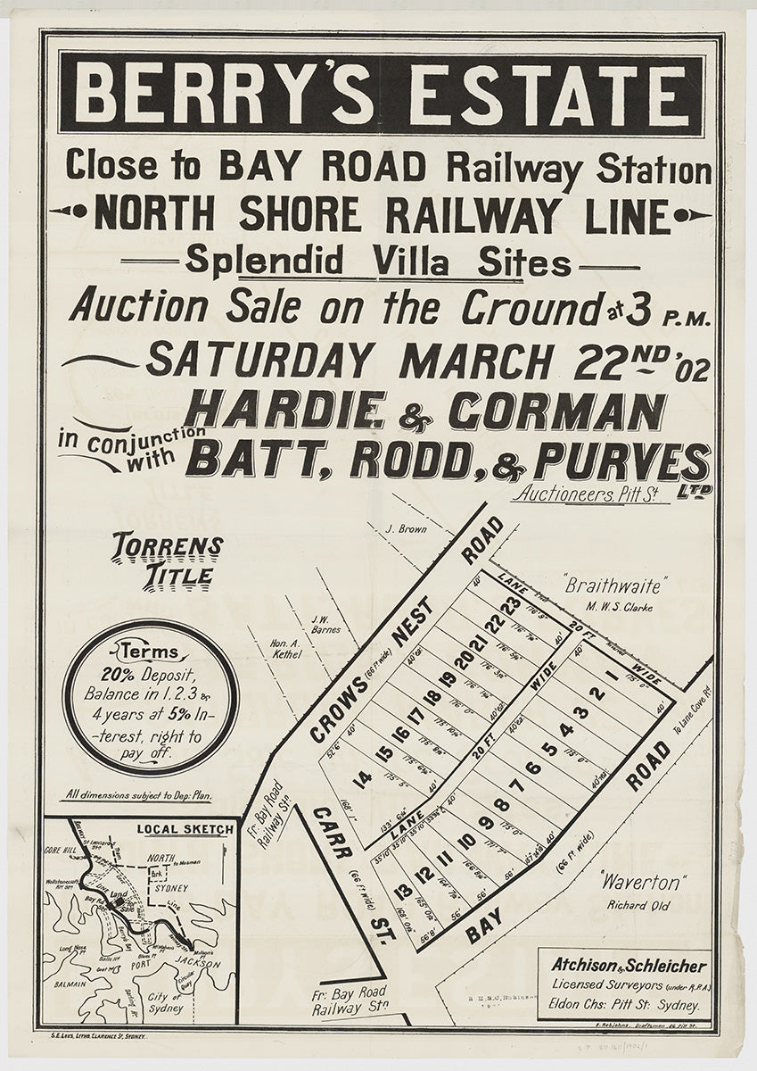 Crows Nest Rd, Bay Rd, Carr St, Waverton, Wollstonecraft 1902