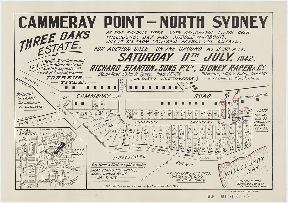 Cammeray Rd, Churchill Cres, Winston Ave, Lambert St, Grafton St, Alan St, Carter St, Cammeray NSW 1942