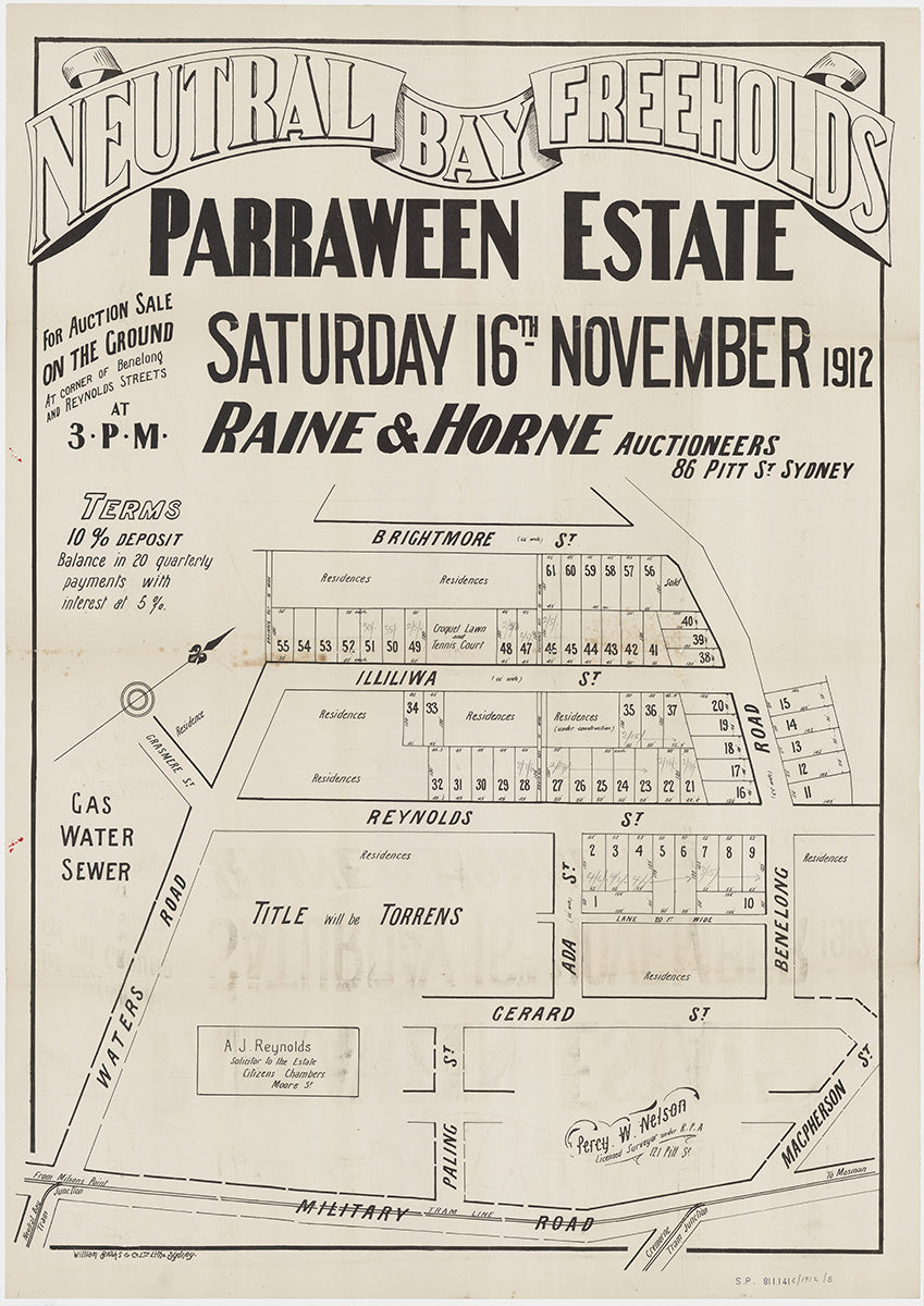 Brightmore St, Illiliwa St, Reynolds St, Ada St, Benelong Rd, Gerard St, Waters Rd, Paling St, MacPherson St, Military Rd, Cremorne, Mosman NSW 1912