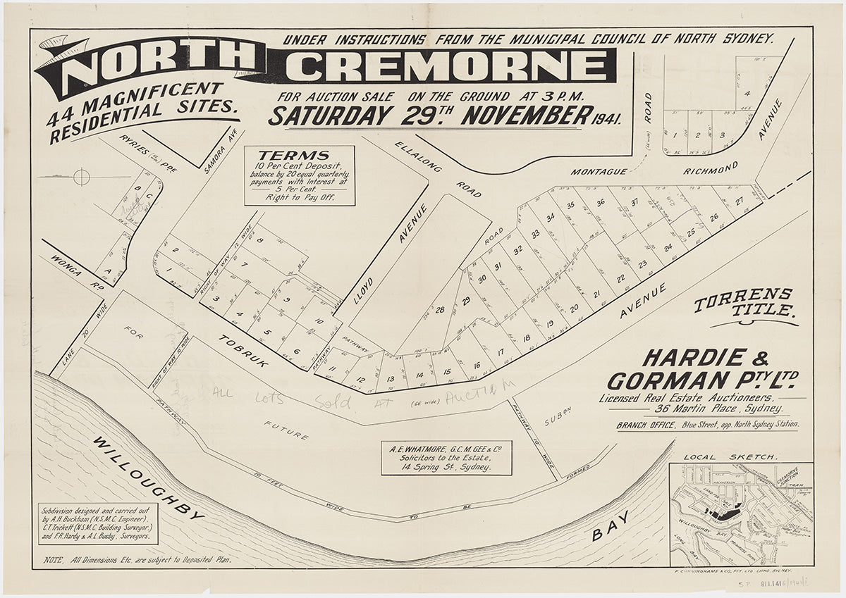 Lloyd Ave, Ellalong Rd, Montague Rd, Richmond Ave, Samora Ave, Ryries Pde, Wonga Rd, Tobruk Ave, Cremorne, Mosman NSW 1941