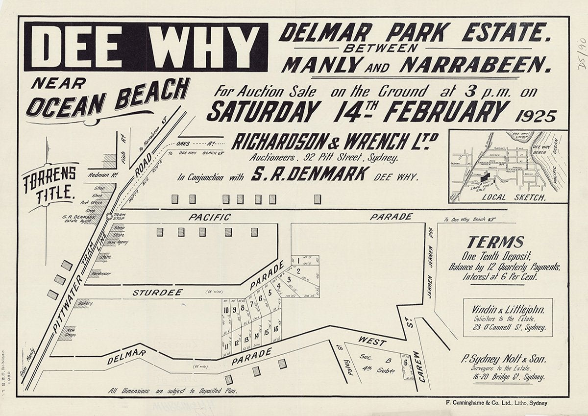 Sturdee Pde, Delmar Pde, Redman Rd, Fish Rd, Fisher Rd, Pacific Pde, Pittwater Rd, Jerren Jerren Pde, Carew St, Patey St, Dee Why NSW 1925