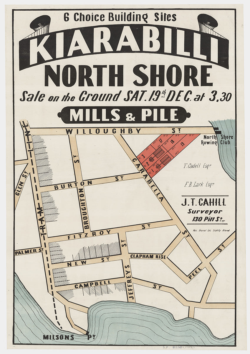 Willoughby St, Carabella St, Broughton St, Burton St, Fitzroy St, Campbell St, Peel St, New St, Clapham Rise, Glen St, Palmer St, Bligh St, Pitt St, Kirribilli Ave, Kirribilli, North Sydney NSW 1885