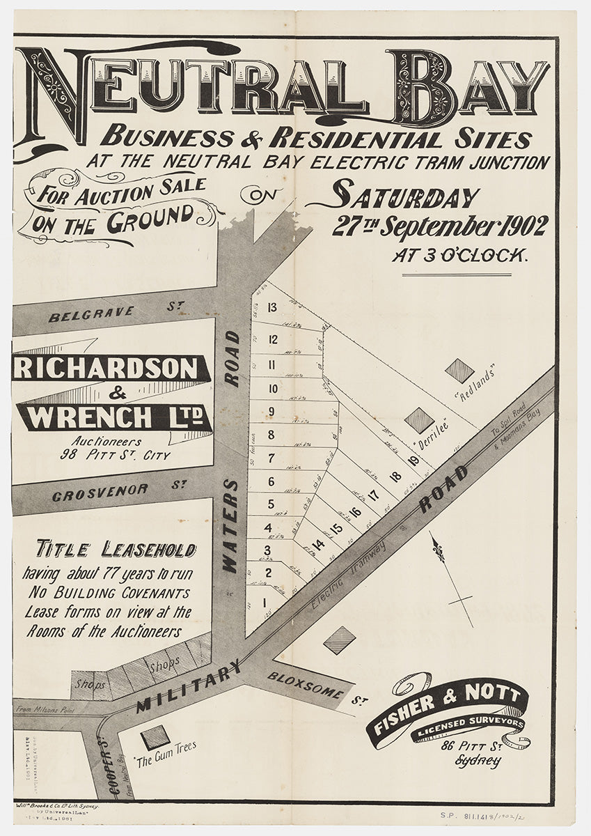 Waters Rd, Military Rd, Belgrave St, Grosvenor St, Bloxsome St, Cooper St, Cremorne, Neutral Bay NSW 1902