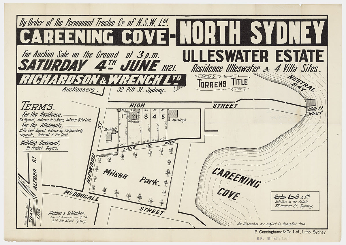 High St, Milson Park, Hipwood St, Bradley Ave, Alfred St, McDougall St, North Sydney NSW 1921