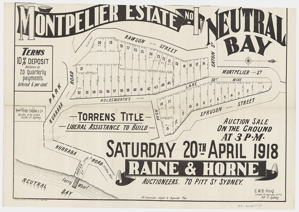 Rawson St, Spruson St, Kurraba Rd, Holdsworth's Lane, Montpelier St, Hayes St, Eaton St, Holdsworth St, Neutral Bay, North Sydney NSW 1918