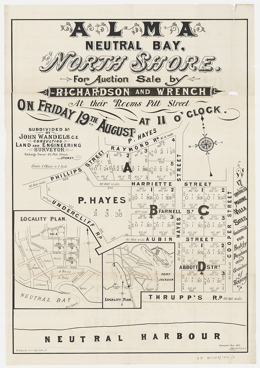 Raymond Rd, Cooper St, Thrupp's Rd, Undercliff Rd, Harriette St, Phillips St, Thrupp St, Kurraba Rd, Neutral Bay, North Sydney NSW 1881