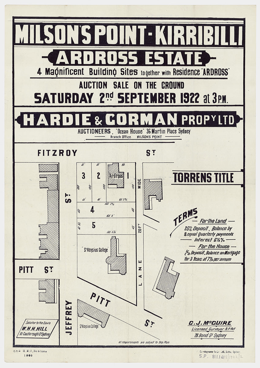 Fitzroy St, Pitt St, Jeffrey St, Robertson Ln, Kirribilli, North Sydney NSW 1922