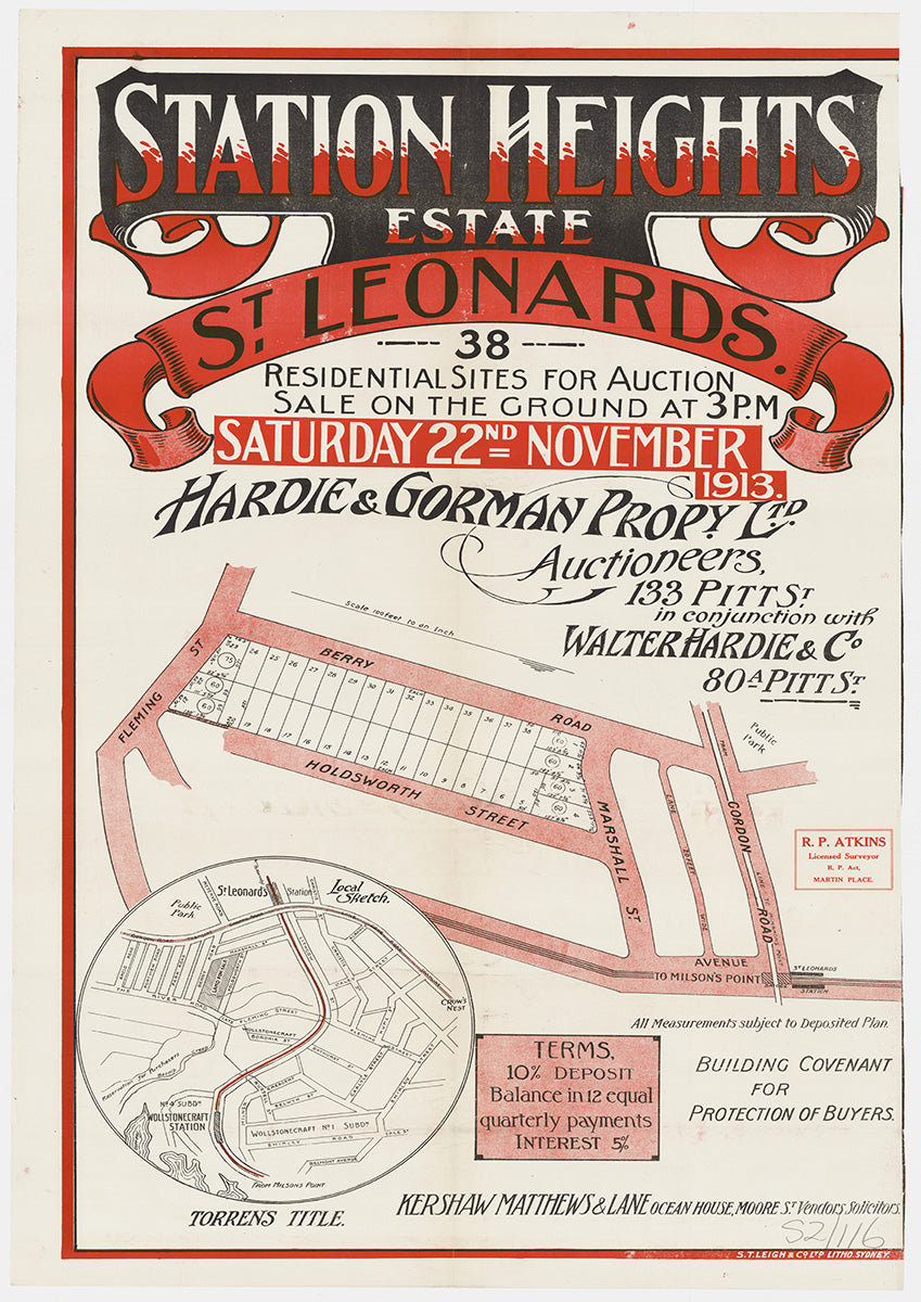 Fleming St, Berry Rd, Gordon Rd, Marshall St, Holdsworth St, Holdsworth Ave, Marshall Ave, St Leonards, Crows Nest, Lane Cove, Wollstonecraft, North Sydney NSW 1913