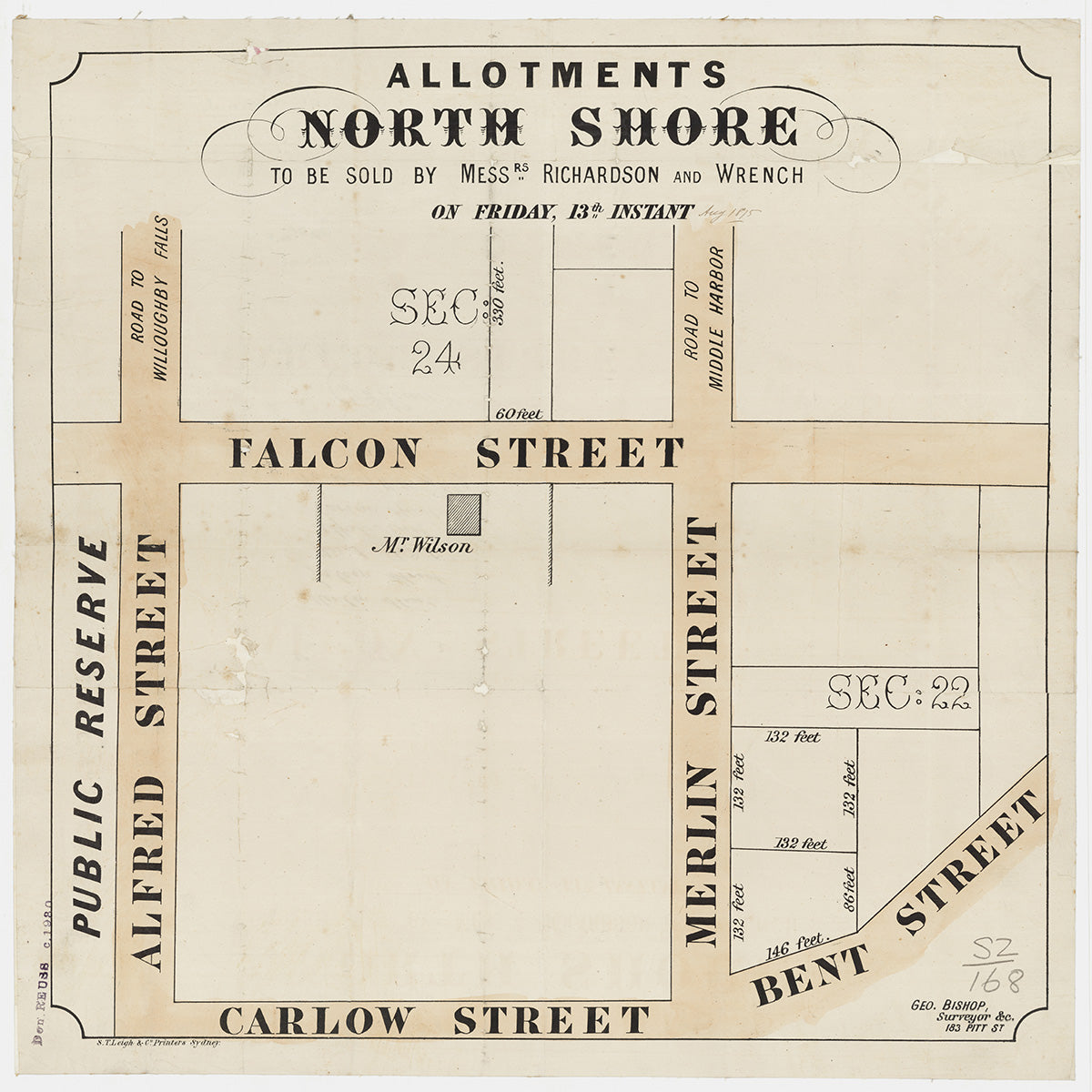 Alfred St, Falcon St, Merlin St, Bent St, Carlow St, North Sydney NSW