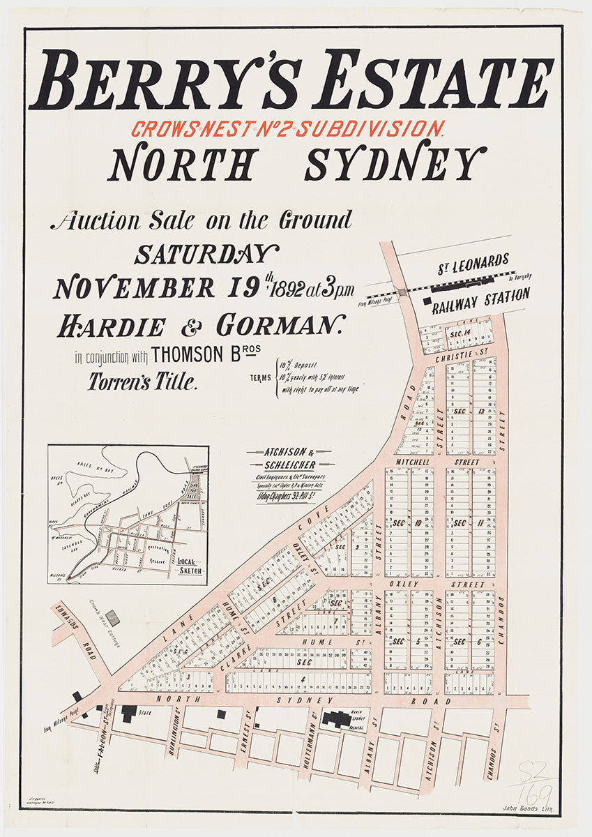 Edwards Rd, Lane Cove Rd, Christie St, Chandos St, North Sydney Rd, Clarke St, Albany St, Atchison St, Hume St, Oxley St, Mitchell St, Burlington St, Ernest St, Holterman St, Crows Nest, North Sydney NSW 1892