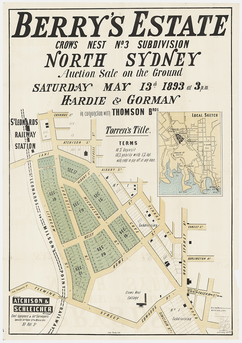 Lithgow St, Lane Cove Rd, Chandos St, Atchison St, Mitchell St, Albany St, Clarke St, North Sydney Rd, Ernest St, Burlington St, Falcon St, Edwards Rd, Sinclair St, Fleming St, Hume St, Oxleys St, Albany St, Christie St, St Leonards, Lane Cove, Willoughby, Wollstonecraft, North Sydney NSW 1915