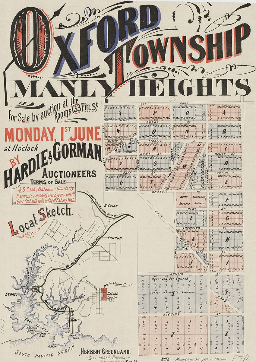 Hunt St, Rabbett St, Higgins St, Burne St, Tibets St, Starkey St, Jackson St, Cree St, Love St, Griffin St, Higgins St, Dene St, Thompson St, Tibbits St, Frances St, The Esplanade, Bailey St, Cousins St, Nowell St, Pittwater Rd, Adams St, Frenchs Forest NSW