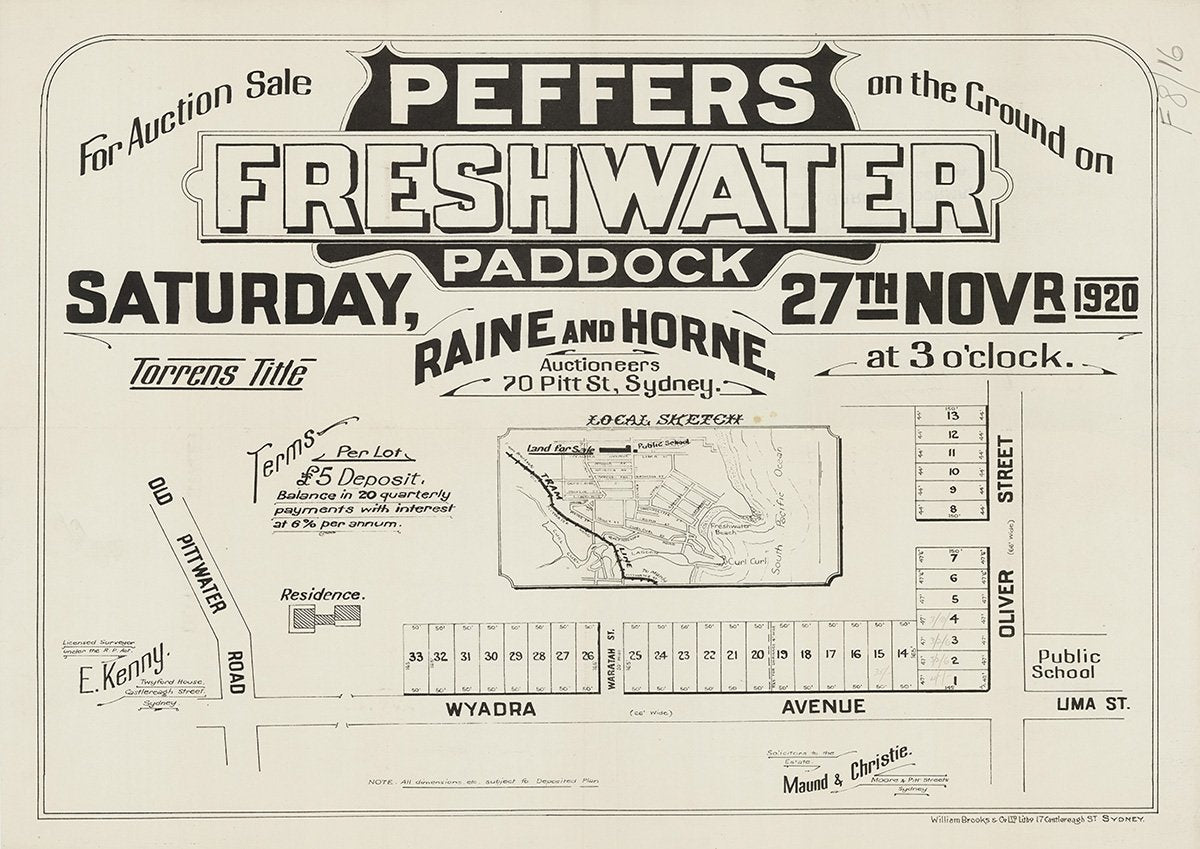 Wyndora Ave, Oliver St, Old Pittwater Rd, Wyadra Ave, Waratah St, Lima St, Freshwater NSW 1920