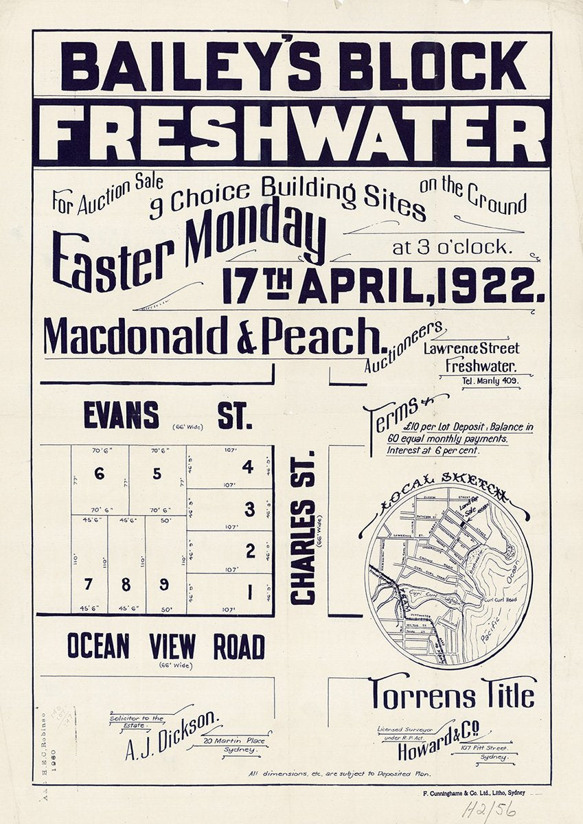 Evans St, Charles St, Ocean View Rd, Freshwater NSW 1922