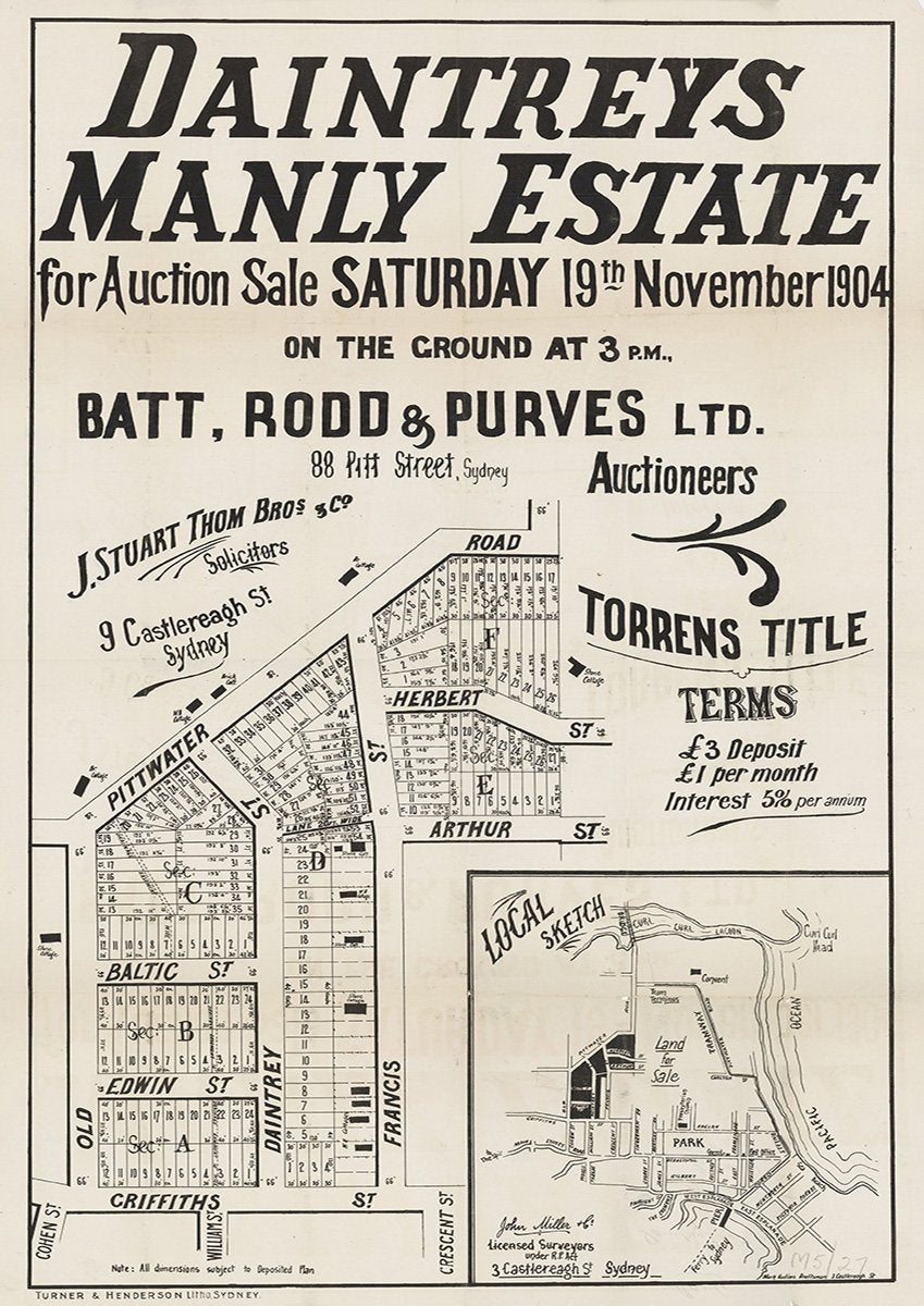 Old Pittwater Rd, Herbert St, Arthur St, Francis St, Daintrey St, Baltic St, Edwin St, Griffiths St, Cohen St, William St, Crescent St, Manly, Fairlight NSW 1904