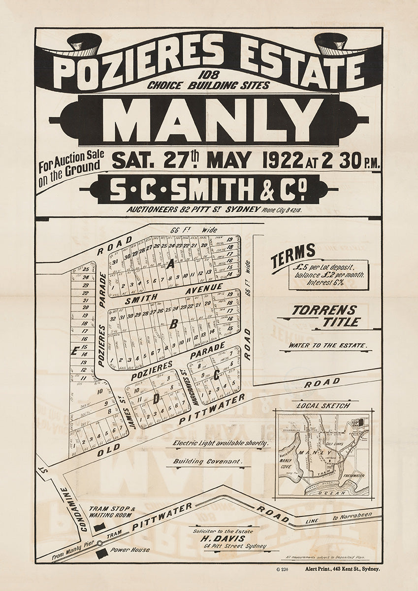 Pozieres Pde, Smith Ave, James St, Old Pittwater Rd, Condamine St, Pittwater Rd, Hargraves St, Peronne Pde, Orara Rd, Allambie Heights NSW 1922