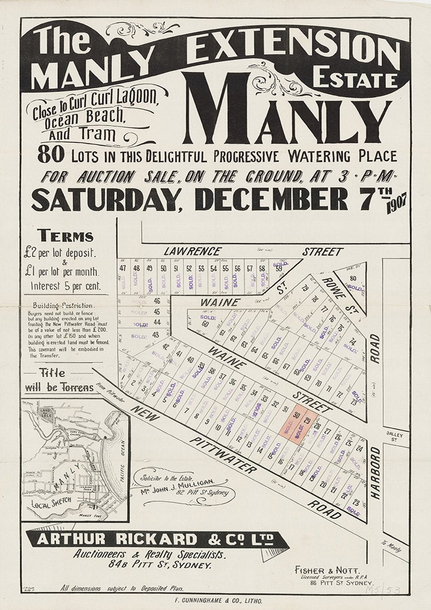 Lawrence St, Harbord Rd, New Pittwater Rd, Waine St, Rowe St, Freshwater NSW 1907