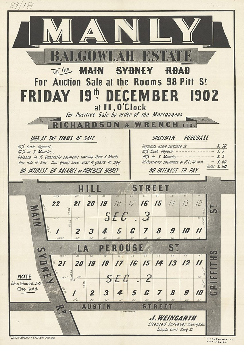 Hill St, La Perouse St, Main Sydney Rd, Austin St, Sydney Rd, Griffiths St, Fairlight 1902