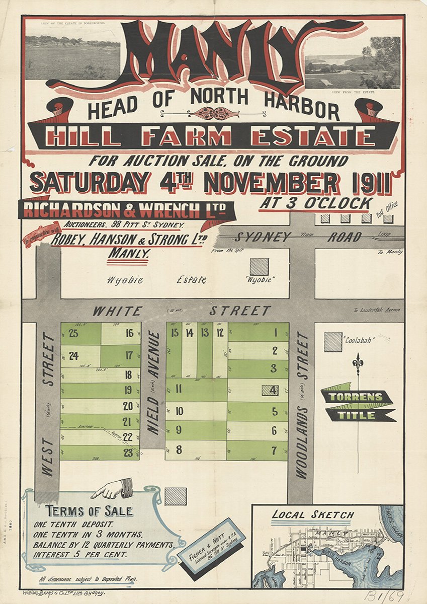 Sydney Rd, White St, West St, Nield Ave, Woodland St, Balgowlah 1911