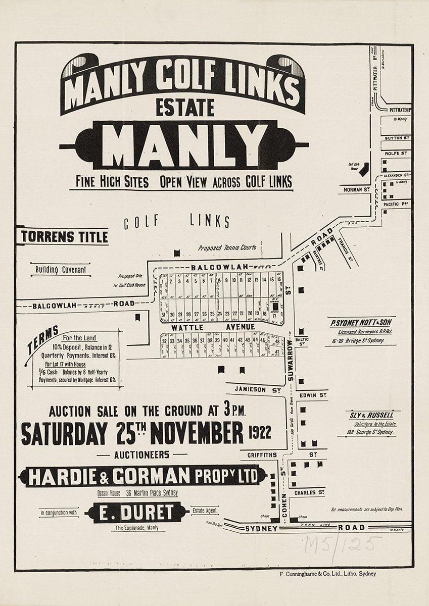 Sydney Rd, Cohen St, Suwarrow St, Wattle Ave, Balgowlah Rd, Pittwater Rd, Jamieson St, Griffiths St, Charles St, Edwin St, Baltic St, Daintrey St, Francis St, Norman St, Pacific Pde, Alexander St, Rolfe St, Sutton St, Fairlight NSW 1922