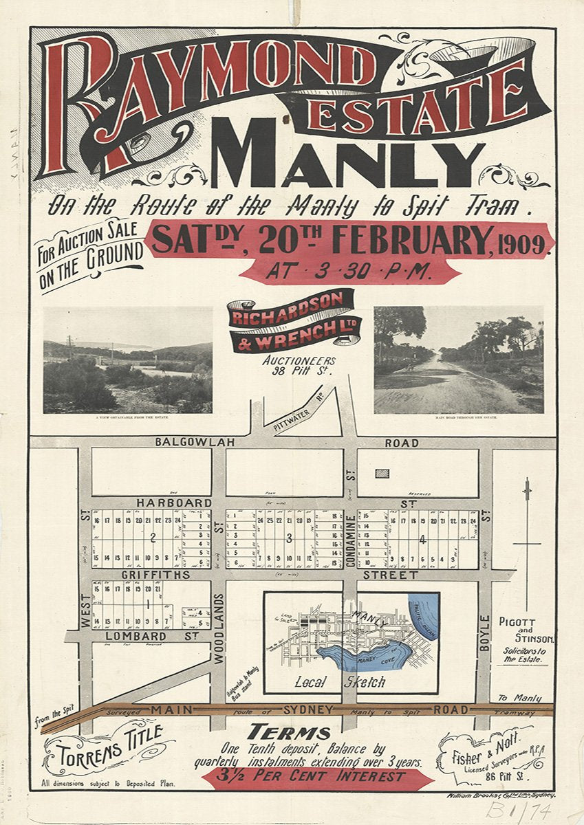 Balgowlah Rd, Harboard St, Griffiths St, Lombard St, West St, Woodland St, Sydney Rd, Lodge St, Balgowlah 1909