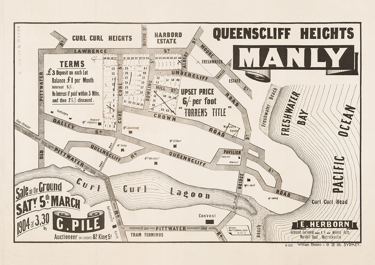 Lawrence St, Moore Rd, Undercliff Rd, Bridge St, Pavilion St, Queenscliff Rd, Crown Rd, Dalley St, Pittwater Rd, Curl Curl St, Oliver St, Albert St, Hill St, Dowling St, Charles St, Freshwater NSW 1904