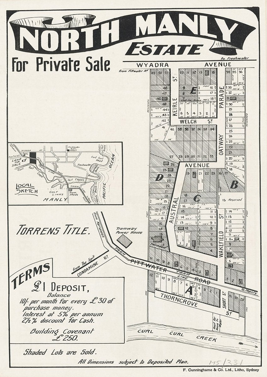 Wyadra Ave, Keirle St, Oatway Pde, Welch St, Austral Ave, Wakefield St, Main Pittwater Rd, Condamine St, Thorngrove St, Short St, North Manly NSW