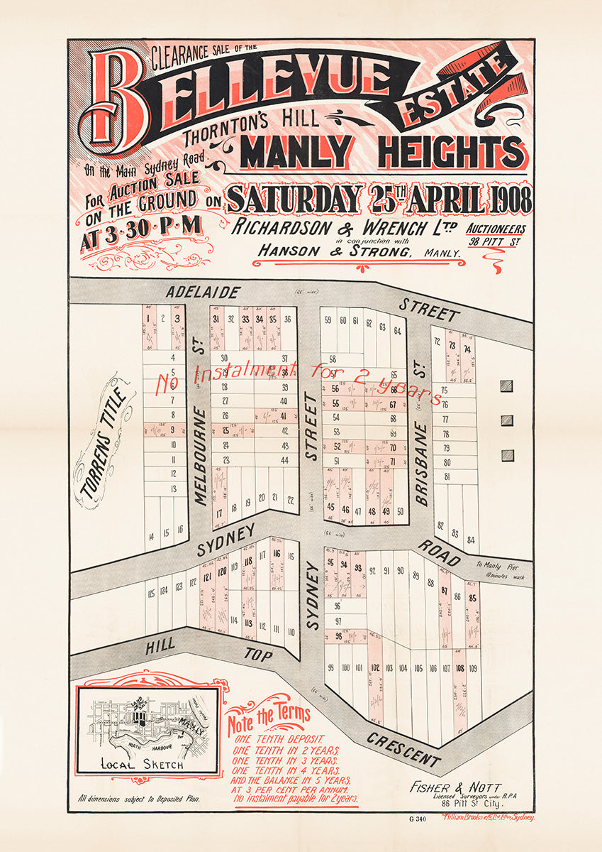 Adelaide St, Sydney Rd, Hill Top Crescent, Melbourne St, Sydney St, Brisbane St, Bellevue St, Griffiths St, Fairlight NSW 1908