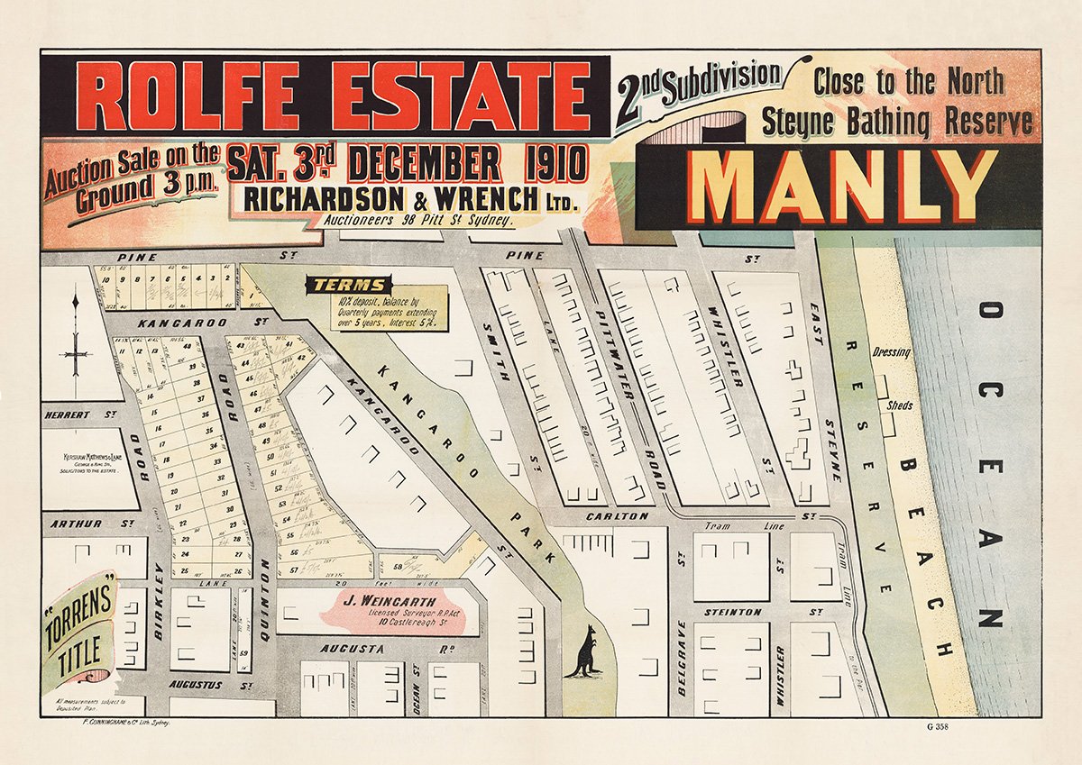 Birkley Rd, Pine St, East St, Carlton St, Smith St, Kangaroo St, Quinton Rd, Augusta Rd, Arthur St, Herbert St, Ocean St, Belgrave St, Pittwater Rd, Whistler St, East Steyne, Steinton St, Manly NSW 1910