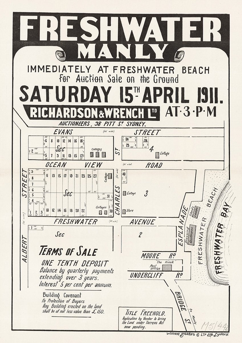 Albert St, Evans St, Ocean View Rd, Freshwater Ave, Charles St, Esplanade, Moore Rd, Undercliff Rd, Bridge St, Freshwater NSW 1911