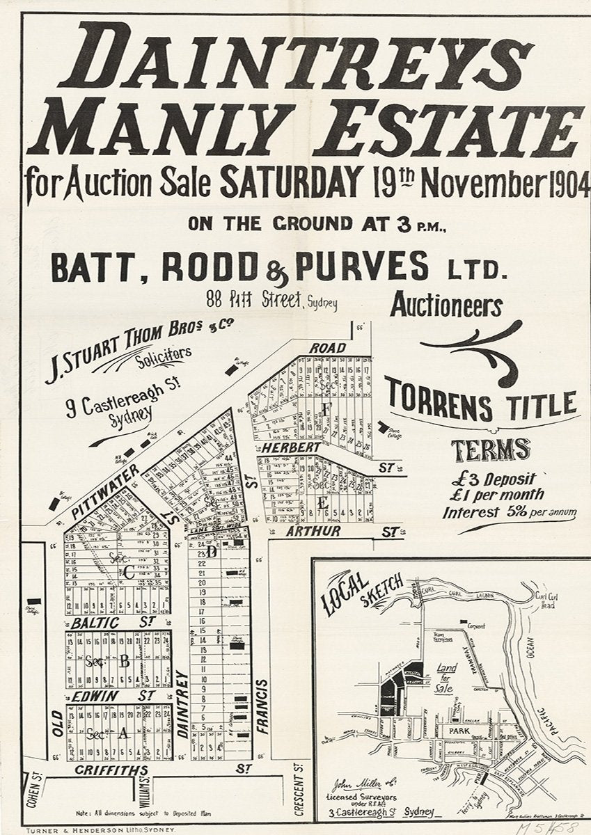 Old Pittwater Rd, Herbert St, Arthur St, Francis St, Daintrey St, Baltic St, Edwin St, Griffiths St, Queen St, William St, Crescent St, Fairlight NSW 1904