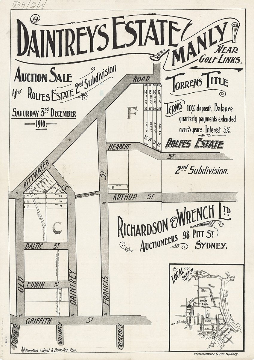 Old Pittwater Rd, Herbert St, Arthur St, Francis St, Daintrey St, Baltic St, Edwin St, Griffiths St, Queen St, William St, Crescent St, Fairlight NSW 1910