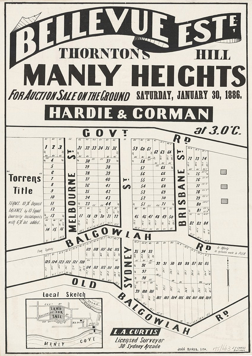 Government Rd, Balgowlah Rd, Old Balgowlah Rd, Sydney St, Brisbane St, Bellevue St, Griffiths St, Sydney Rd, Hilltop Cres, Fairlight NSW 1886