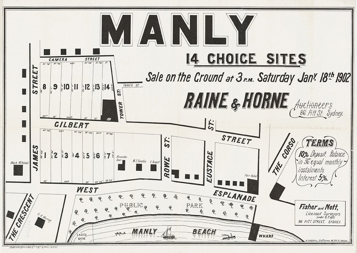 The Crescent, James St, Camera St, Gilbert St, West Esplanade, Rowe St, Eustace St, The Corso, Manly NSW 1902