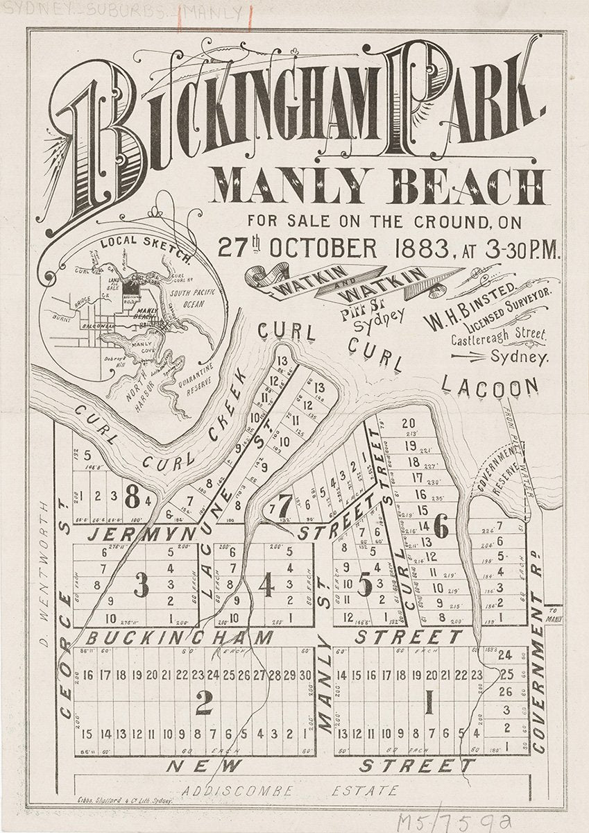 George St, Jermyn St, Lagune St, Curl St, Government Rd, New St, Manly St, Buckingham St, Manly NSW 1883