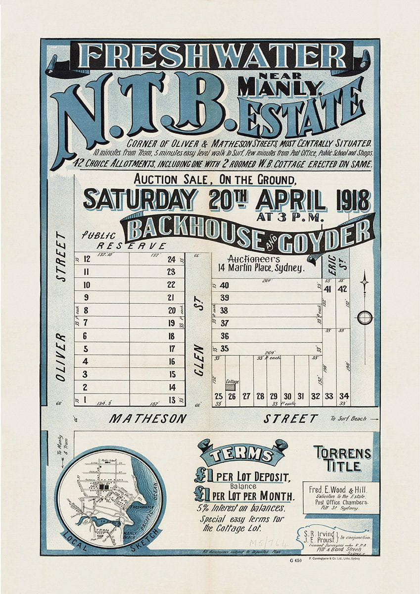 Matheson St, Oliver St, Glen St, Eric St, Soldiers Ave, Freshwater NSW 1918