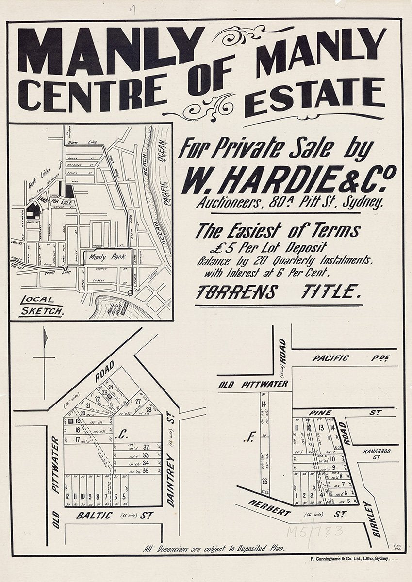 Old Pittwater Rd, Daintrey St, Baltic St, Birkley Rd, Herbert St, Kangaroo St, Pine St, Manly, Fairlight NSW