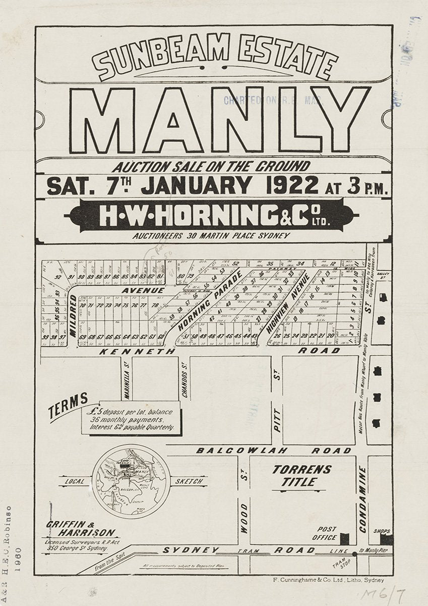 Sydney Rd, Condamine St, Mildred Ave, Horning Pde, Highview Ave, Kenneth Rd, Balgowlah Rd, Wood St, Marinella St, Chandos St, Pitt St, Manly NSW 1922