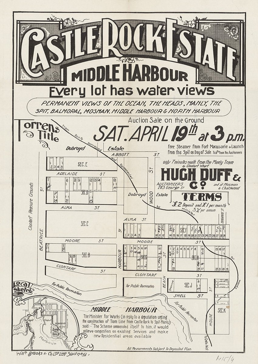 Beatrice St, Clontarf St, Shell St, House St, Beach St, Harbour St, Wood St, Adelaide St, Alma St, Moore St, House St, Abbott St, Clontarf NSW 1919