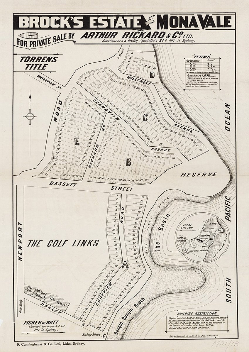 Newport Rd, Darley St, Surfview Rd, Bassett St, Rickard Rd, Grandview Pde, Hillcrest Ave, Barrenjoey Rd, Waterview St, Mona Vale NSW