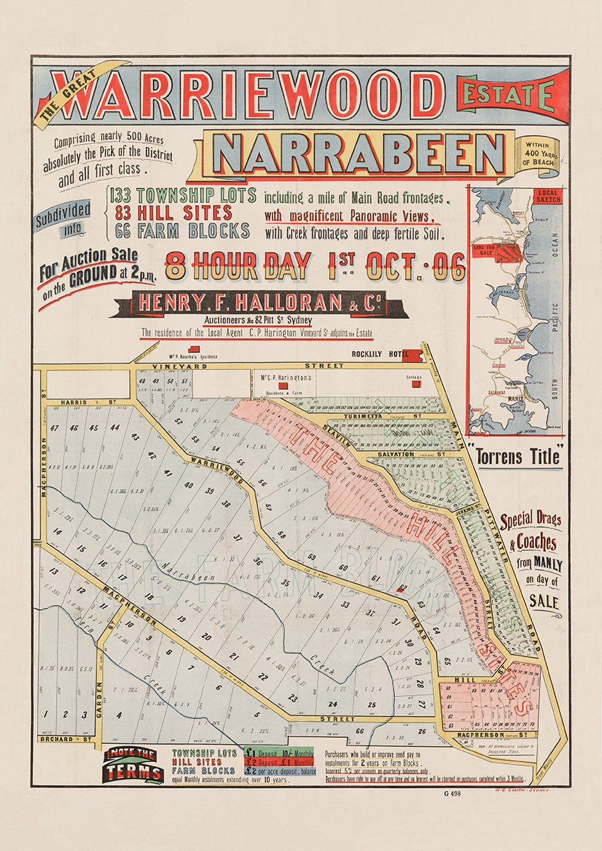 Vineyard St, Warriewood Rd, Macpherson St, Garden St, Hill St, Main Pittwater Rd, Turimetta St, Salvation St, Seaview St, Orchard St, Harris St, Jenkins St, Mona Vale, Warriewood NSW 1906