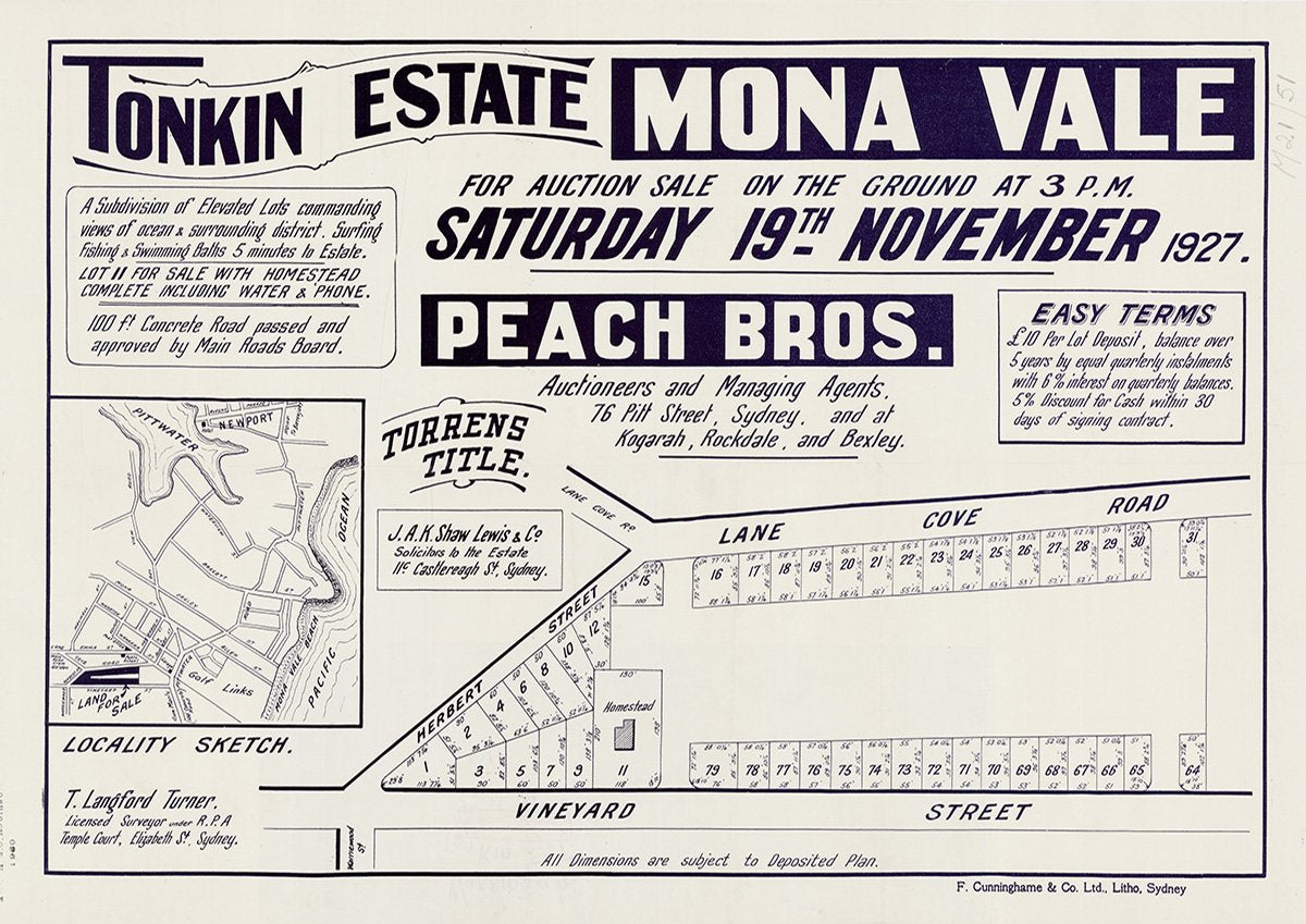 Herbert St, Vineyard St, Lane Cove Rd, Mona Vale Rd, Foley St, Jubilee Ave, Warriewood St, Mona Vale NSW 1927