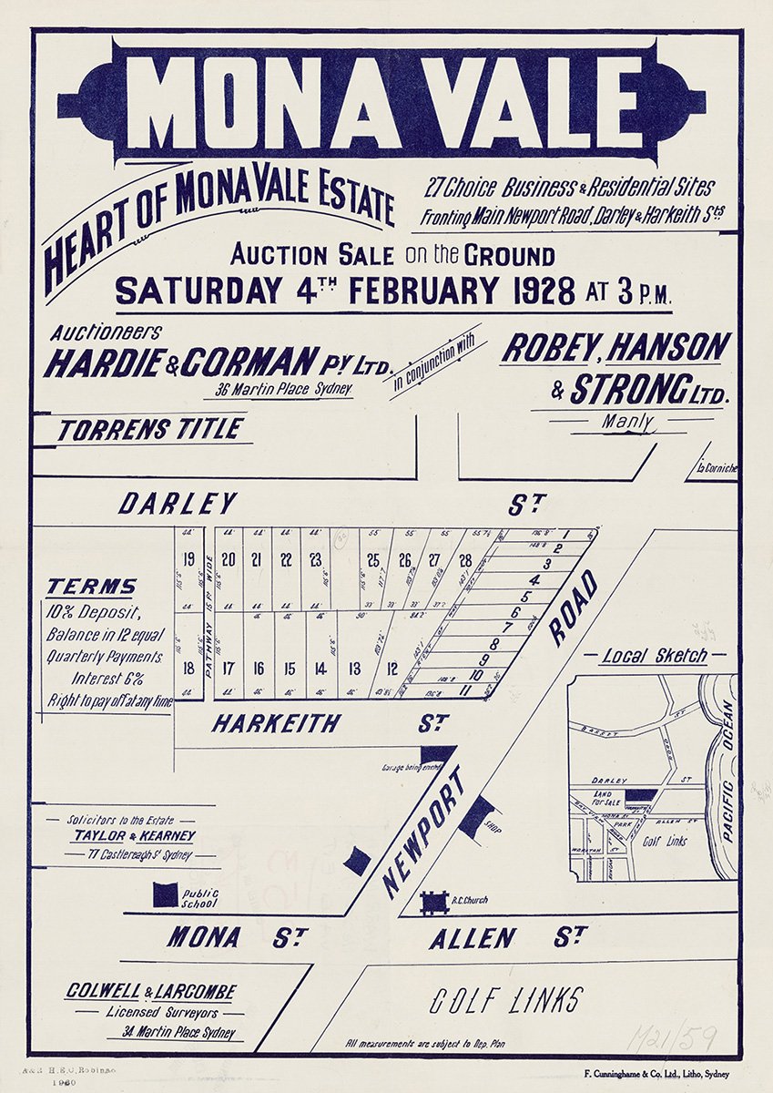 Darley St, Newport Rd, Harkeith St, Mona St, Allen St, Pittwater Rd, Park St, Golf Ave, Mona Vale NSW 1928