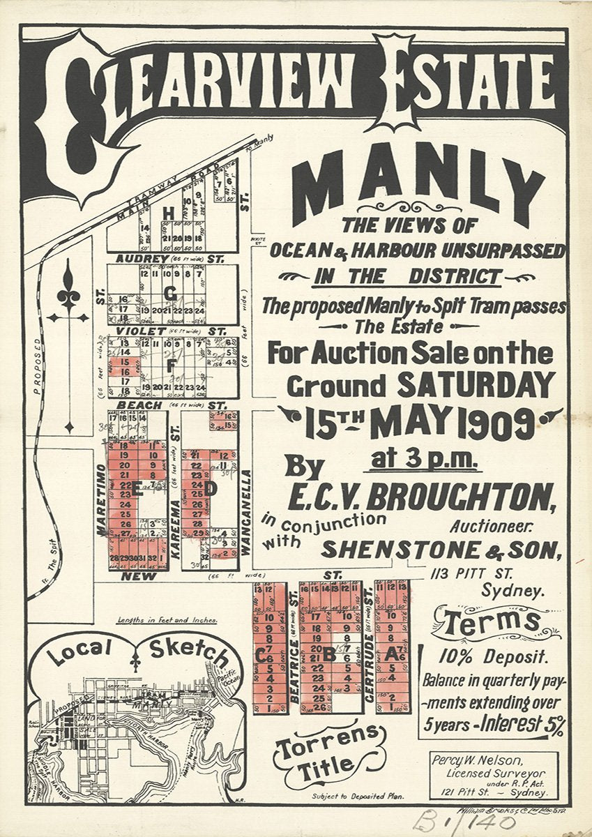 Audrey St, Violet St, Beach St, Maretimo St, Kareema St Wanganella St, New St, Beatrice St, Gertrude St, Balgowlah NSW 1909