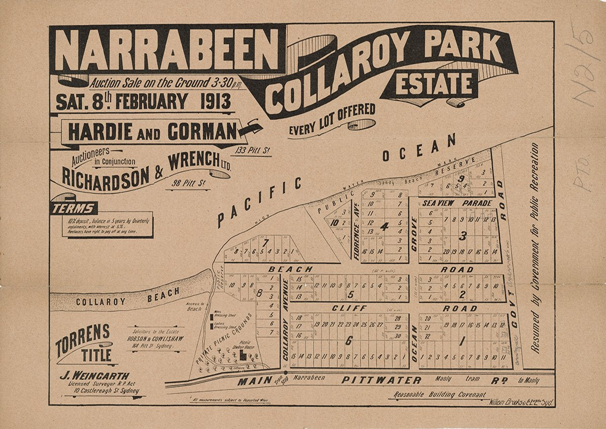 Main Pittwater Rd, Govt Rd, Ocean Grove, Florence Ave, Collaroy Ave, Cliff Rd, Beach Rd, Seaview Pde, Anzac Ave, Brissenden Ave, Collaroy NSW 1913