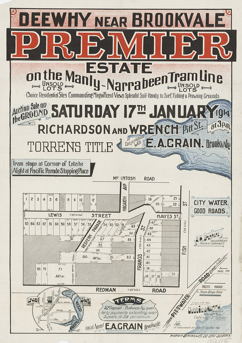 McIntosh Rd, Hogarth Ave, Lewis St, Redfern Pde, Francis St, Hayes St, Fish St, Redman Rd, Dee Why NSW 1914